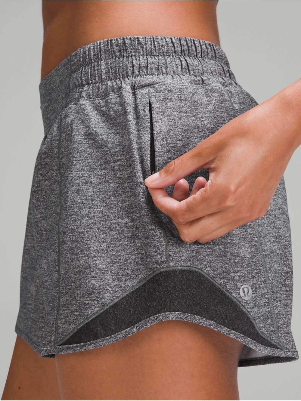 Lululemon Hotty Hot High-Rise Lined Short 4" in heathered grey